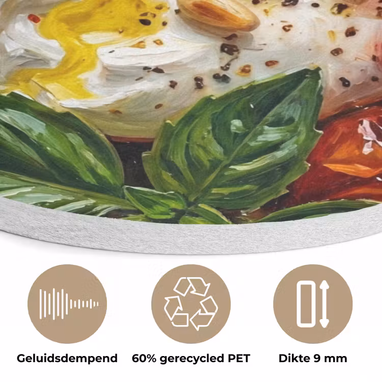 Eten - Groenten - Kaas - Modern - Vers Akoestische PET Vilt - Rond klein -closeup_NL