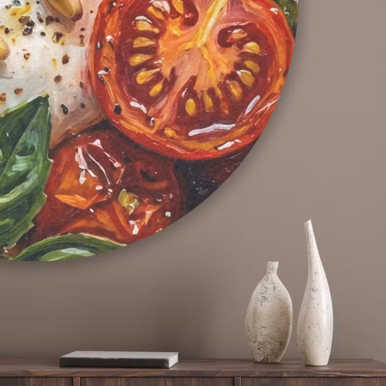 Eten - Groenten - Kaas - Modern - Vers Akoestische PET Vilt - Rond klein -sfeer5_closeup