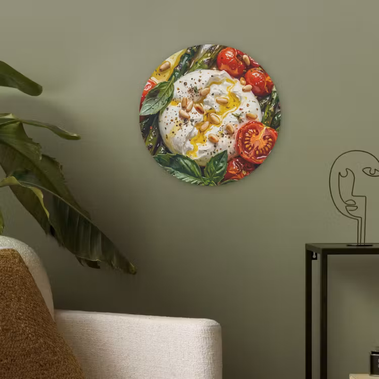 Eten - Groenten - Kaas - Modern - Vers Akoestische PET Vilt - Rond klein -sfeer2