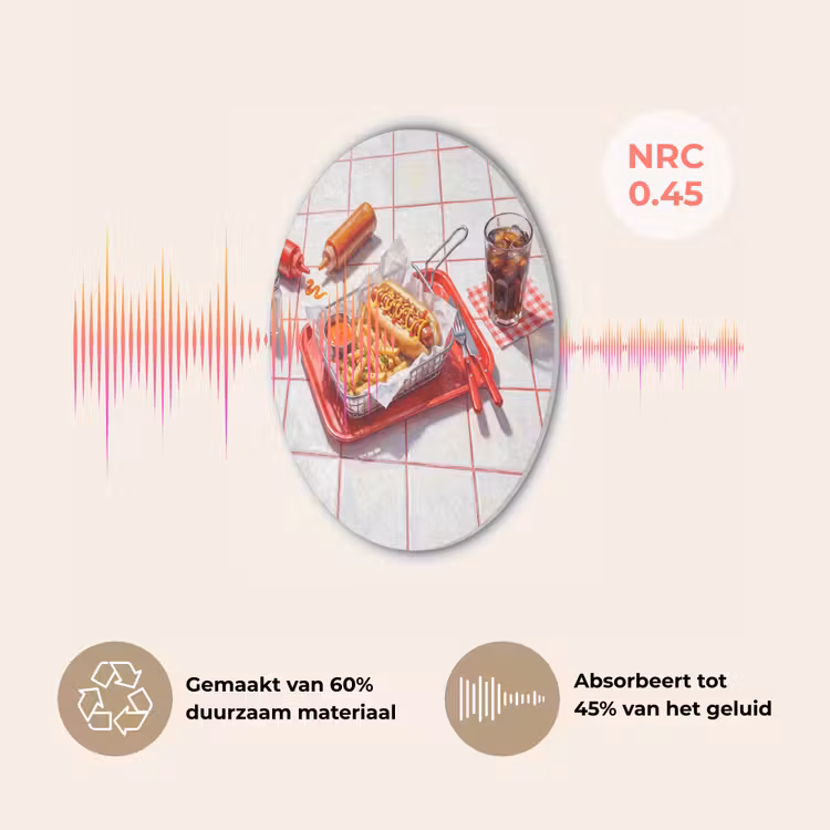 Eten - Hotdog - Fastfood - Modern - Rood Akoestische PET Vilt - Rond klein -USP_NL