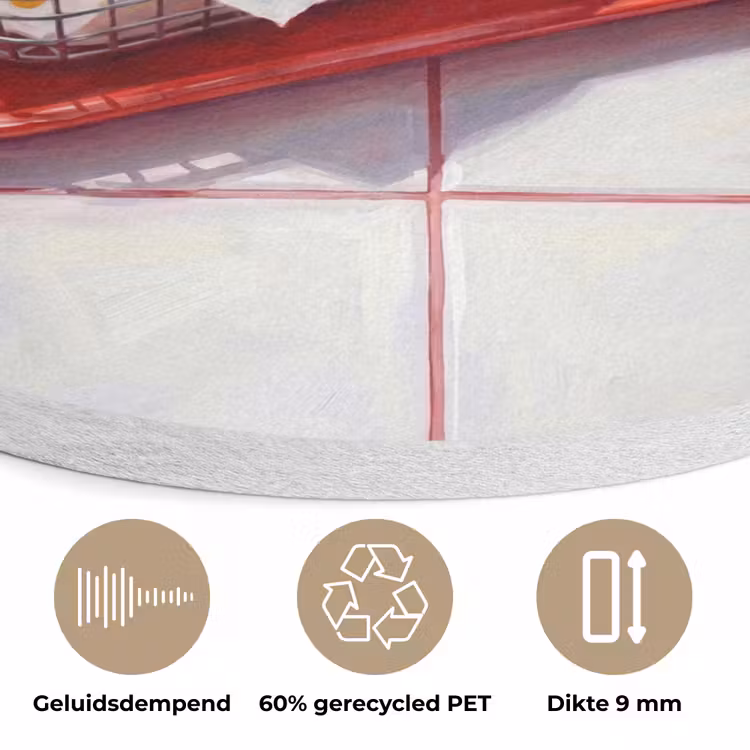 Eten - Hotdog - Fastfood - Modern - Rood Akoestische PET Vilt - Rond klein -closeup_NL