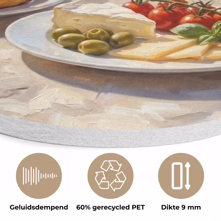 Eten - Middellandse Zee - Natuur - Geschilderd Akoestische PET Vilt - Rond klein -closeup_NL