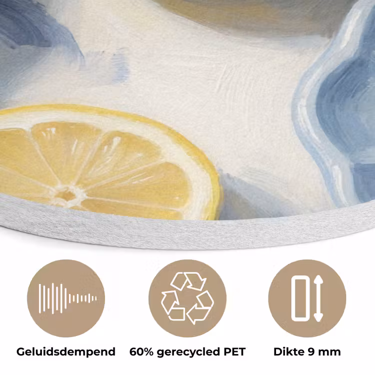 Eten - Oesters - Citroenen - Modern - Geel Akoestische PET Vilt - Rond klein -closeup_NL