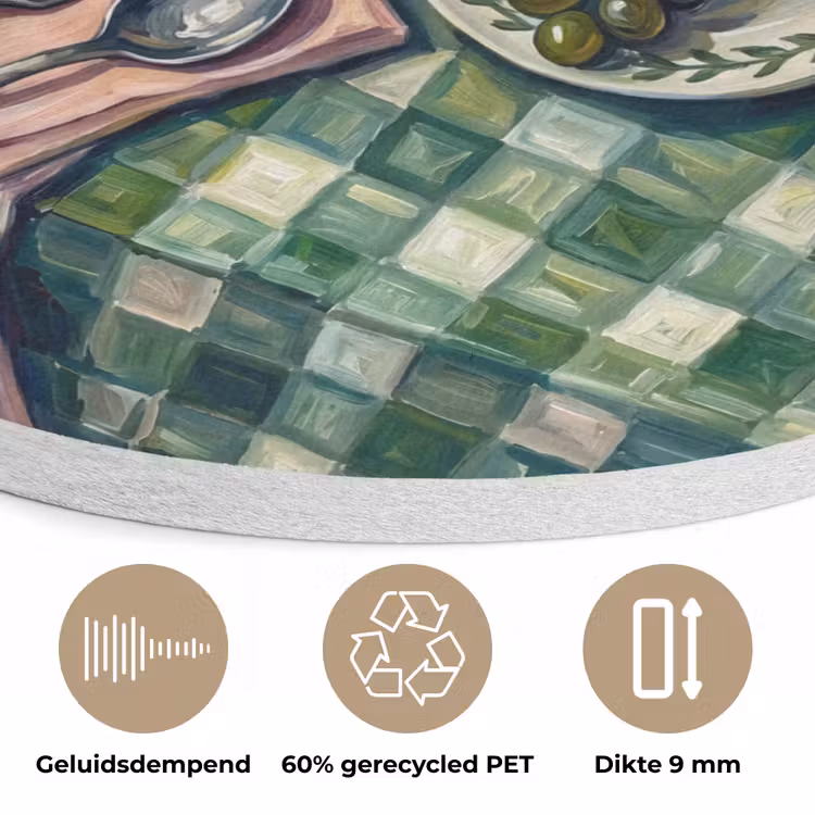 Eten - Ontbijt - Tafel - Modern - Groen Akoestische PET Vilt - Rond klein -closeup_NL