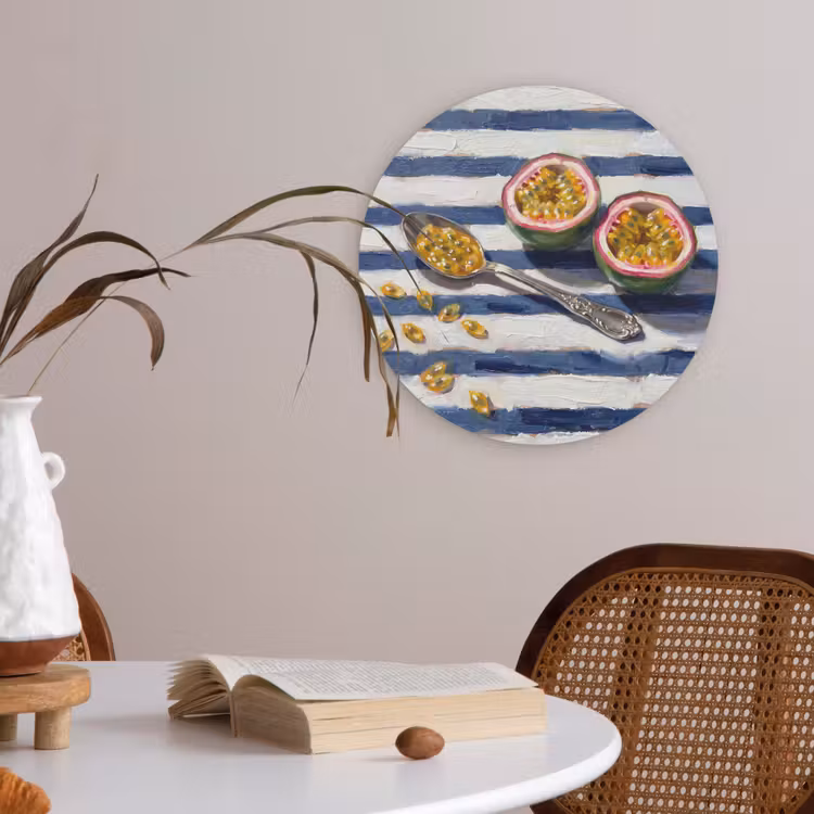 Eten - Passievrucht - Tropisch - Modern - Kleurrijk Akoestische PET Vilt - Rond klein -sfeer3