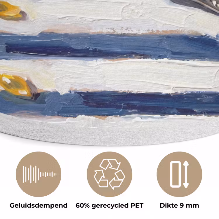 Eten - Passievrucht - Tropisch - Modern - Kleurrijk Akoestische PET Vilt - Rond klein -closeup_NL