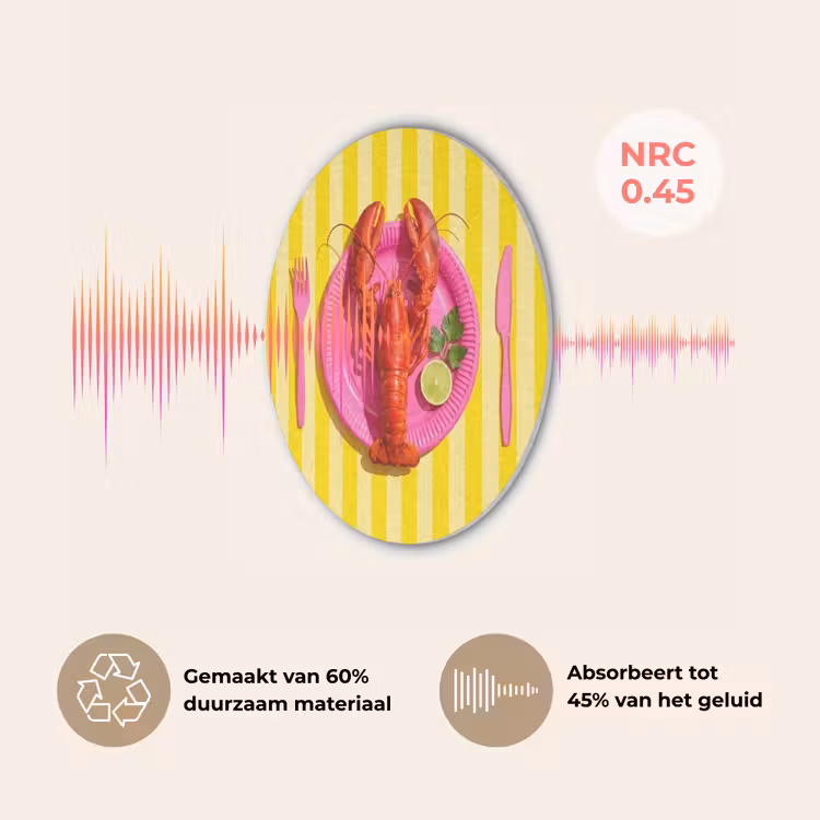 Eten - Roze - Geel - Modern - Culinaire Akoestische PET Vilt - Rond klein -USP_NL