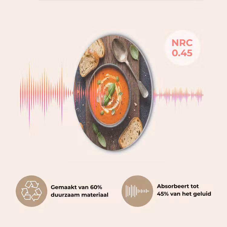 Eten - Soep - Basilicum - Rustiek - Rood Akoestische PET Vilt - Rond klein -USP_NL