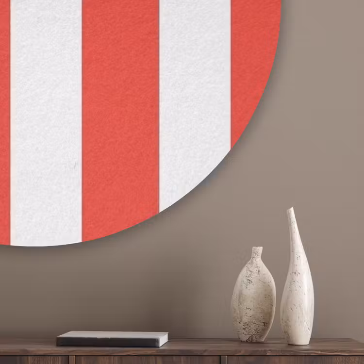 Eten - Spreuk - Keuken - Grafisch - Rood-Wit Akoestische PET Vilt - Rond klein -sfeer5_closeup