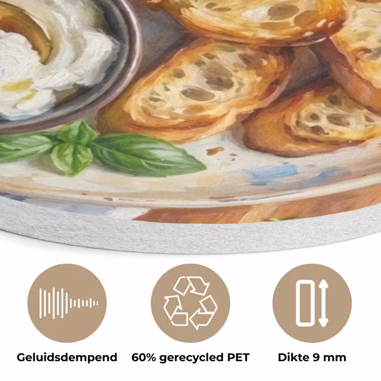 Eten - Tomaat - Brood - Kleurrijk - Keuken Akoestische PET Vilt - Rond klein -closeup_NL