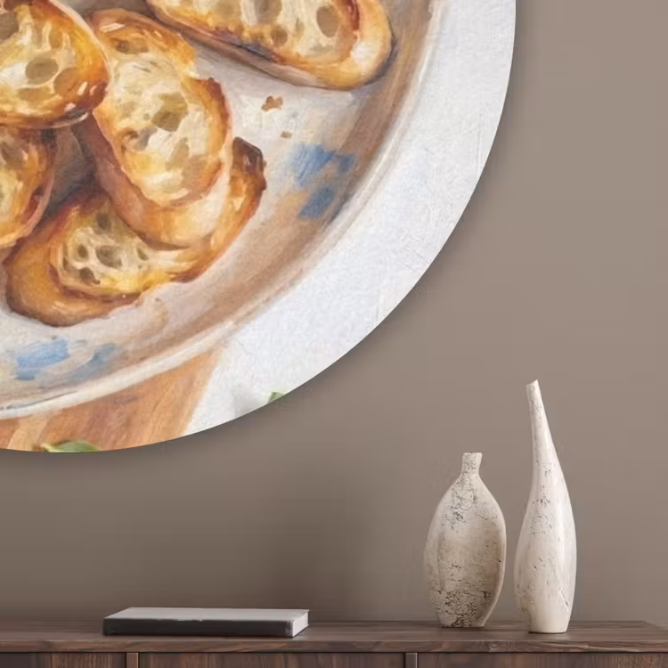 Eten - Tomaat - Brood - Kleurrijk - Keuken Akoestische PET Vilt - Rond klein -sfeer5_closeup
