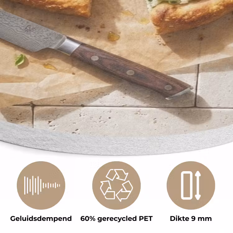 Eten - Tomaten - Basilicum - Maaltijd - Vers Akoestische PET Vilt - Rond klein -closeup_NL