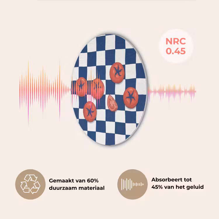 Eten - Tomaten - Keuken - Illustratie - Rood-Blauw Akoestische PET Vilt - Rond klein -USP_NL