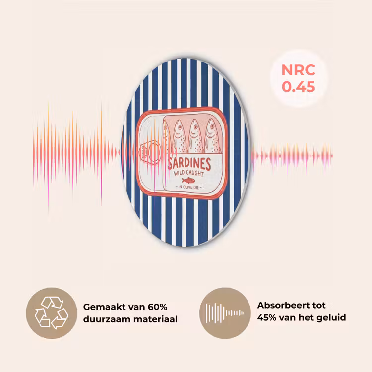 Eten - Vis - Blik - Illustratie - Rood Akoestische PET Vilt - Rond klein -USP_NL