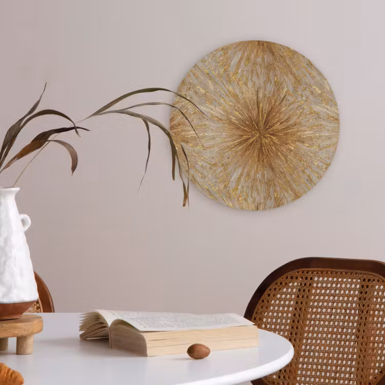 Explosie - Abstract - Goud - Wit Akoestische PET Vilt - Rond klein 838 -sfeer3