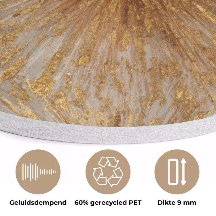 Explosie - Abstract - Goud - Wit Akoestische PET Vilt - Rond klein 838 -closeup_NL