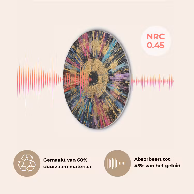 Explosie - Goud - Kleurrijk - Abstract Akoestische PET Vilt - Rond klein -USP_NL