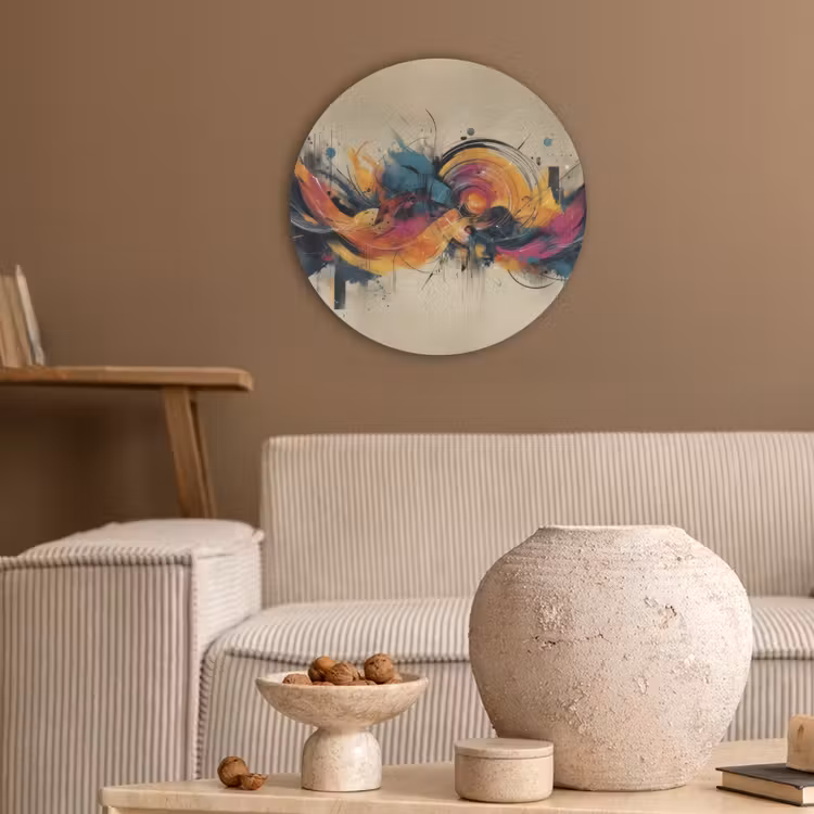 Explosie - Kleurrijk - Vormen - Abstract Akoestische PET Vilt - Rond klein -sfeer1
