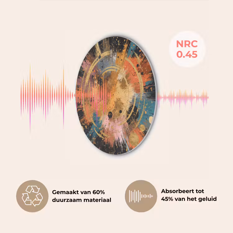 Explosie - Verfstructuur - Goud - Abstract Akoestische PET Vilt - Rond klein -USP_NL