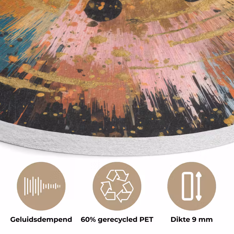 Explosie - Verfstructuur - Goud - Abstract Akoestische PET Vilt - Rond klein -closeup_NL