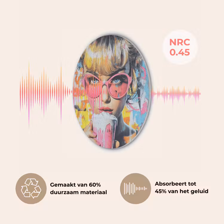 Expressief - Milkshake - Vrouw - Felle kleuren Akoestische PET Vilt - Rond klein -USP_NL