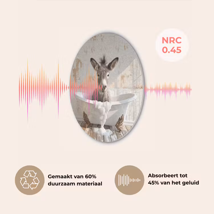 Ezel - Dieren - Badkuip - Schuim Akoestische PET Vilt - Rond klein -USP_NL
