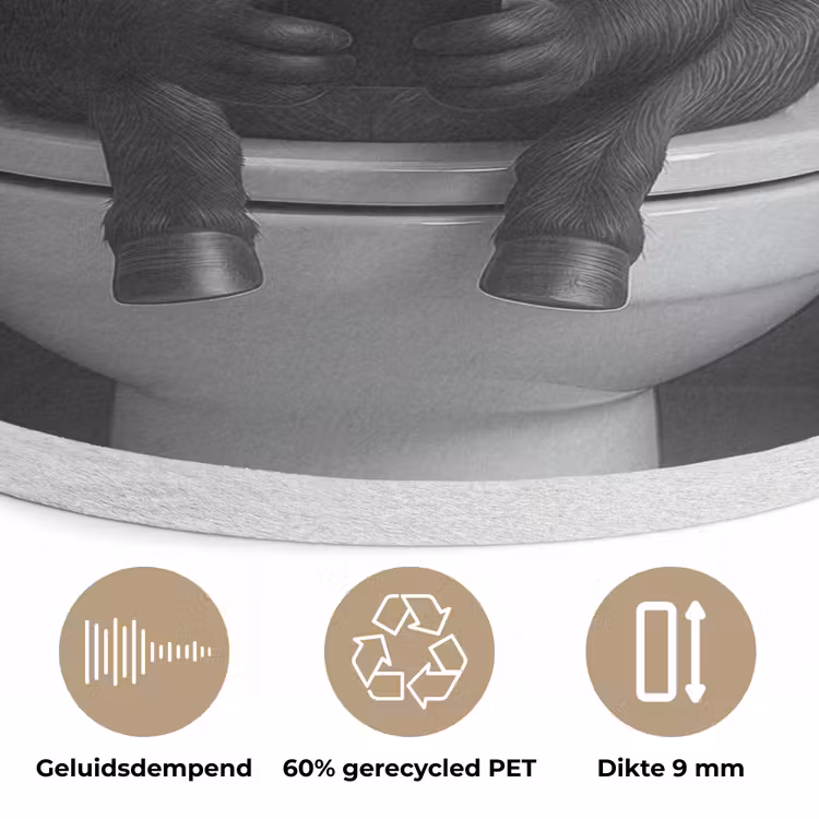 Ezel - Telefoon - Toilet - Zwart - Wit Akoestische PET Vilt - Rond klein -closeup_NL