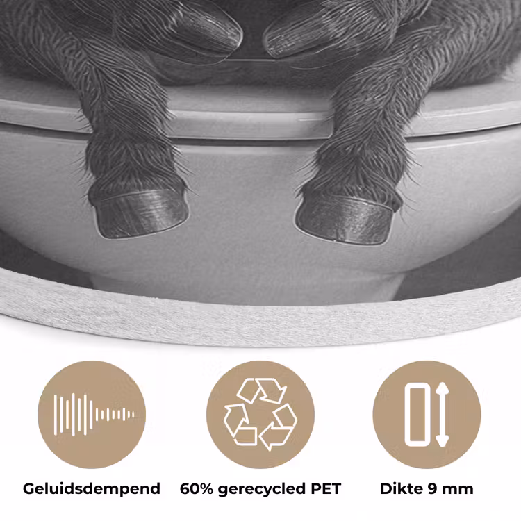 Ezel - Telefoon - Toilet - Zwart - Wit Akoestische PET Vilt - Rond klein -closeup_NL