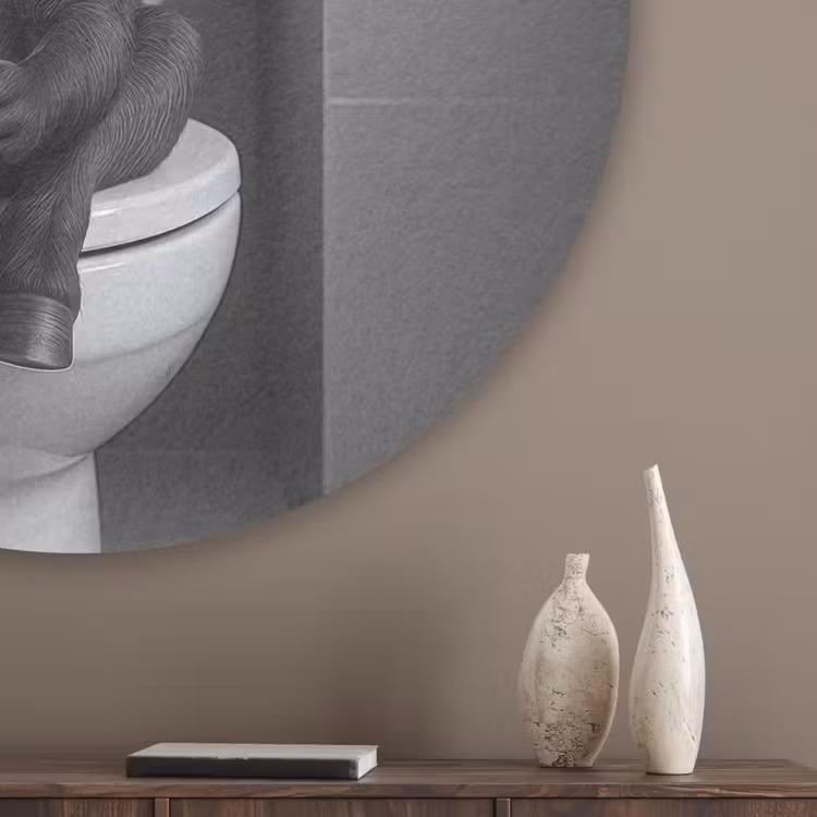 Ezel - Telefoon - Toilet - Zwart - Wit Akoestische PET Vilt - Rond klein -sfeer5_closeup