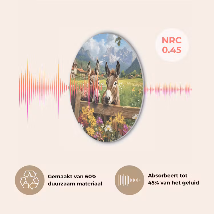 Ezels - Bloemen - Zomers Akoestische PET Vilt - Rond klein -USP_NL