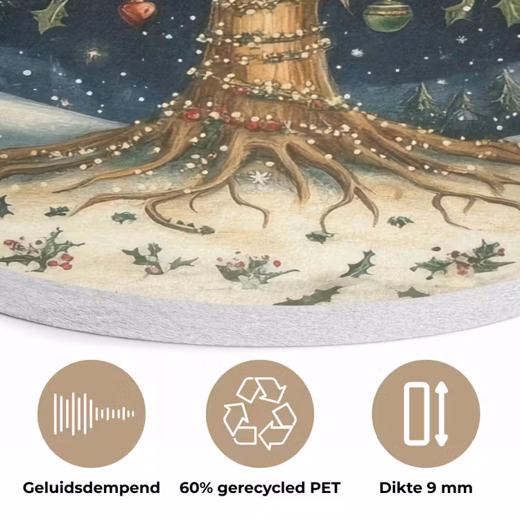 Feestboom - Winterhemel - Kleurrijk Akoestische PET Vilt - Rond klein -closeup_NL