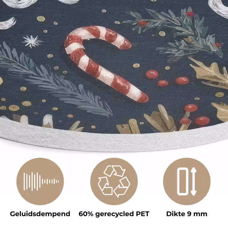 Feestelijk - Kerstgroet - Kleurrijk Akoestische PET Vilt - Rond klein -closeup_NL