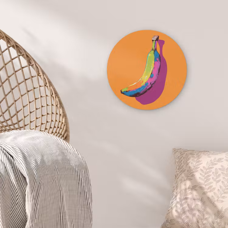 Felle kleuren - Banaan - popart Akoestische PET Vilt - Rond klein -sfeer4