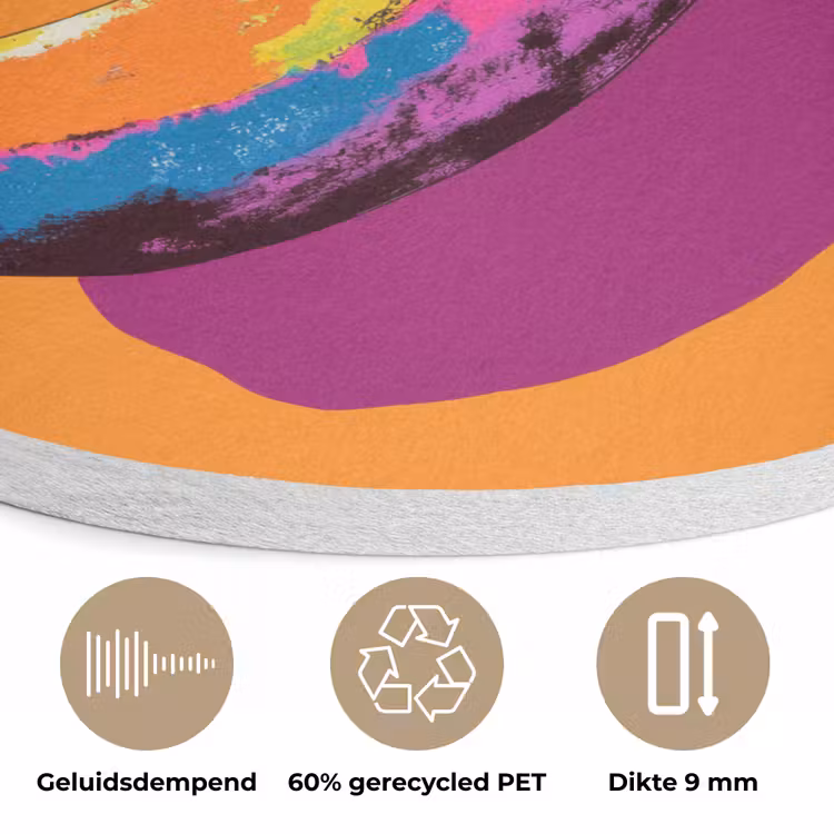 Felle kleuren - Banaan - popart Akoestische PET Vilt - Rond klein -closeup_NL