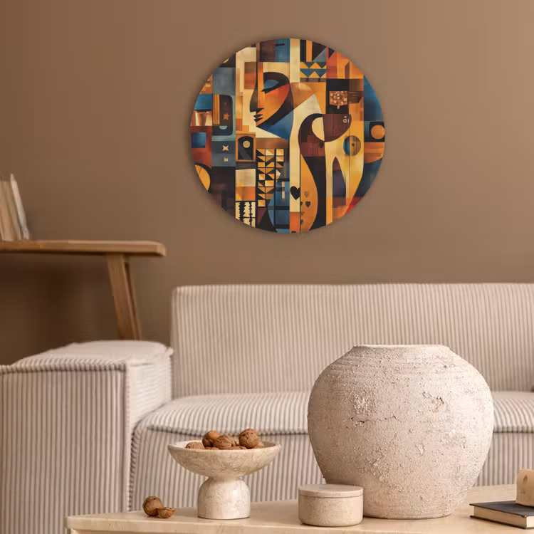 Figuren - Abstract - Symbolen Akoestische PET Vilt - Rond klein -sfeer1