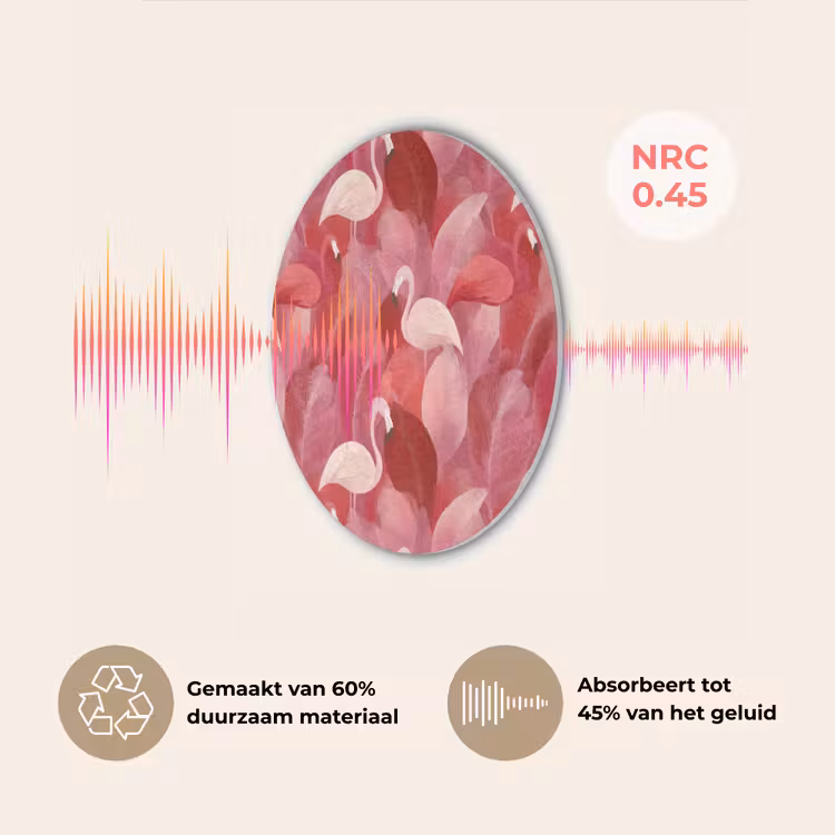 Flamingo - Botanisch - Elegant - Roze - Rood Akoestische PET Vilt - Rond klein 838 -USP_NL