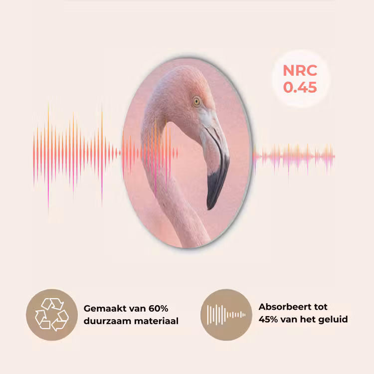 Flamingo - Portret - Roze Akoestische PET Vilt - Rond klein -USP_NL