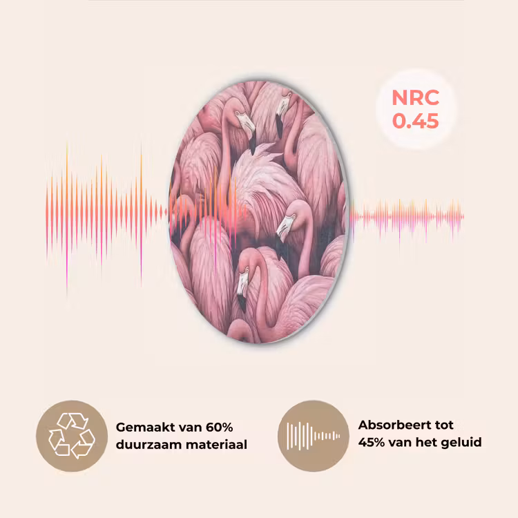 Flamingo - Roze - Dieren Akoestische PET Vilt - Rond klein -USP_NL