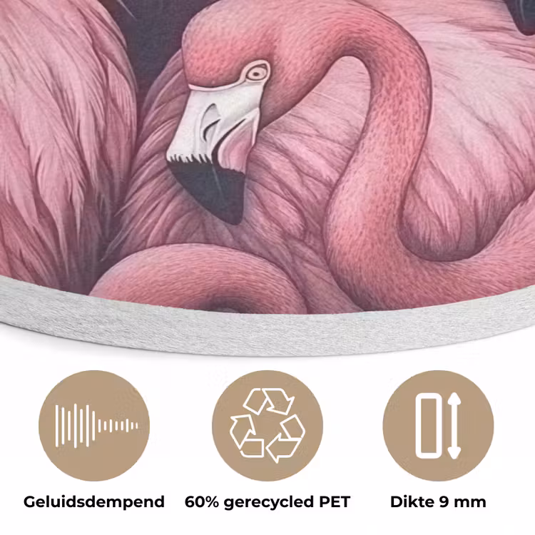 Flamingo - Roze - Dieren Akoestische PET Vilt - Rond klein -closeup_NL