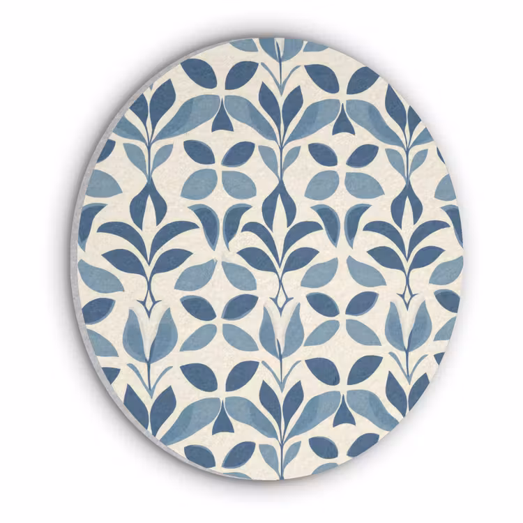 Flora - Modern - Blauw Akoestische PET Vilt - Rond klein 838 -3d