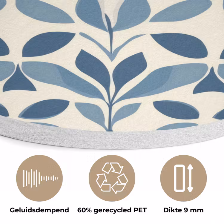 Flora - Modern - Blauw Akoestische PET Vilt - Rond klein 838 -closeup_NL