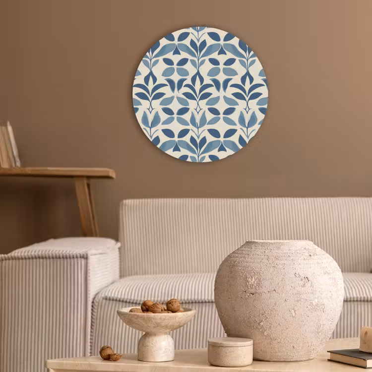 Flora - Modern - Blauw Akoestische PET Vilt - Rond klein 838 -sfeer1