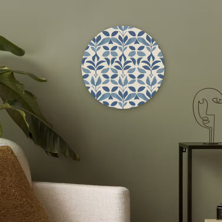 Flora - Modern - Blauw Akoestische PET Vilt - Rond klein 838 -sfeer2