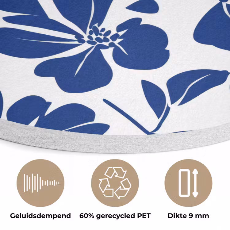 Floraal - Modern - Blauw Akoestische PET Vilt - Rond klein 838 -closeup_NL