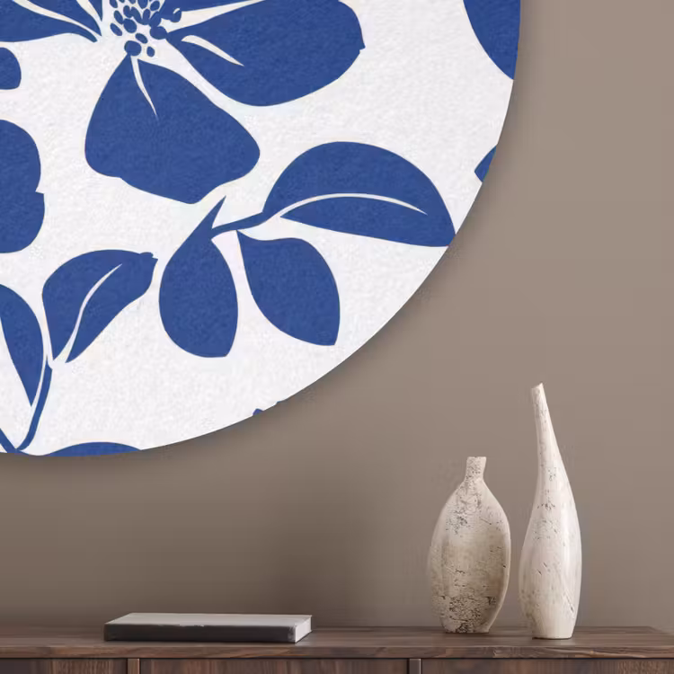 Floraal - Modern - Blauw Akoestische PET Vilt - Rond klein 838 -sfeer5_closeup
