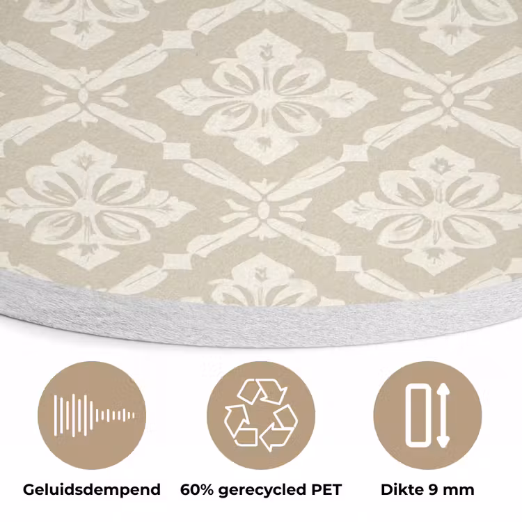 Floraal - Ornament - Beige Akoestische PET Vilt - Rond klein 838 -closeup_NL