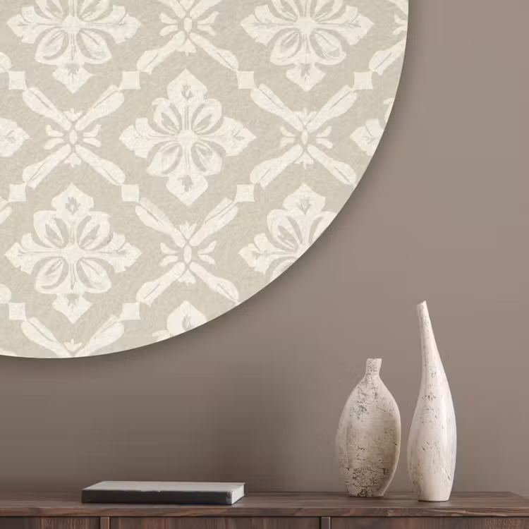 Floraal - Ornament - Beige Akoestische PET Vilt - Rond klein 838 -sfeer5_closeup
