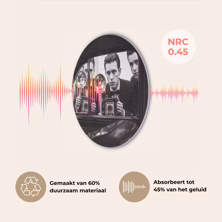 Fotograaf - Camera - Vintage - Journalistiek - Zwart-wit Akoestische PET Vilt - Rond klein -USP_NL