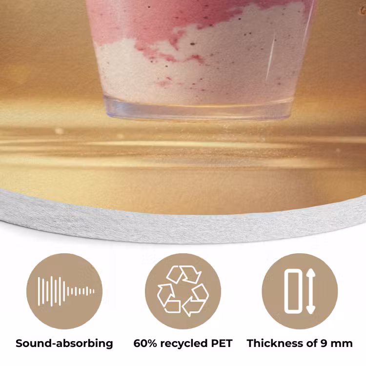 Framboos - Smoothie - Drinken - Roze Akoestische PET Vilt - Rond klein -closeup_NL