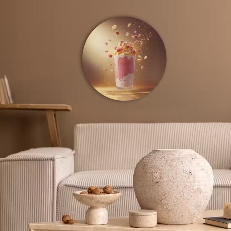 Framboos - Smoothie - Drinken - Roze Akoestische PET Vilt - Rond klein -sfeer1